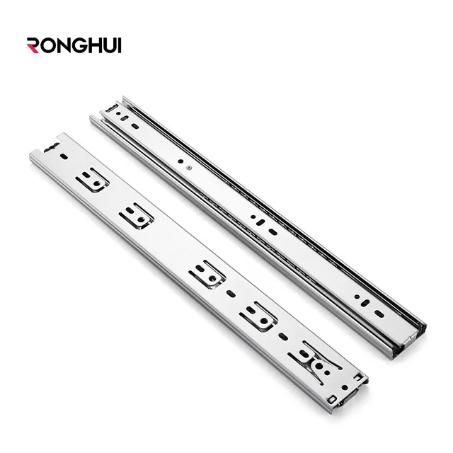 3 Fold Full Telescopic Extension Ball Bearing Thickened Side Mount Drawer Slide Rail