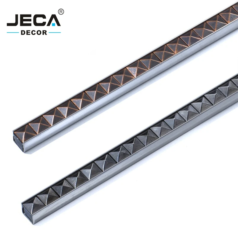 Foshan JECA Different Colors Luxury Listello Tile Border Line Stainless Steel Tile Trim For Wall Decoration Ceramic Tile Trim