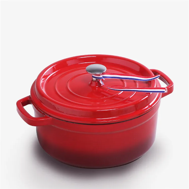 Лидер продаж, классическая круглая чугунная эмалированная кастрюля Tiffin, посуда 24 см, подходит для индукционной плиты, электрическая плита