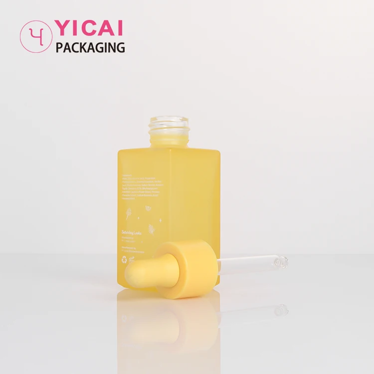 Square Shaped 30ml Custom Matte Yellow Green Blue Essential Oil Bottles 30ml Cosmetic Oil Bottle With Dropper