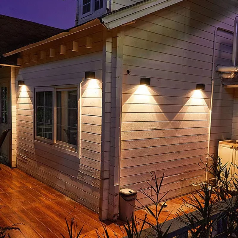 Solar wall lamp modern style outdoor waterproof suitable for garden porch lighting spotlight