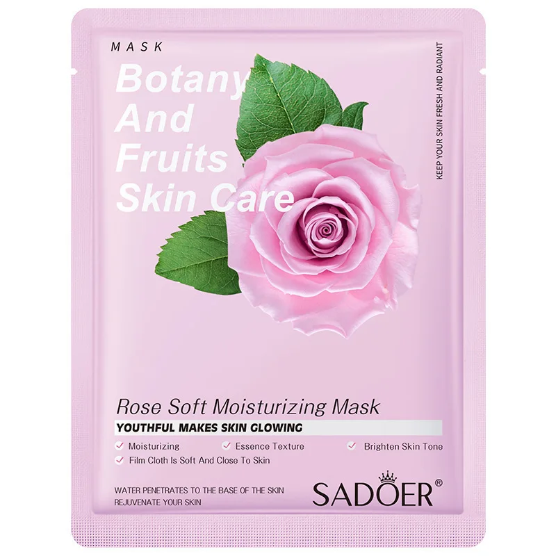 100%  Organic Best Whitening Moisturizing Sheet Mask Wholesale OEM Plant Rose Mask Hydrating moisturizing