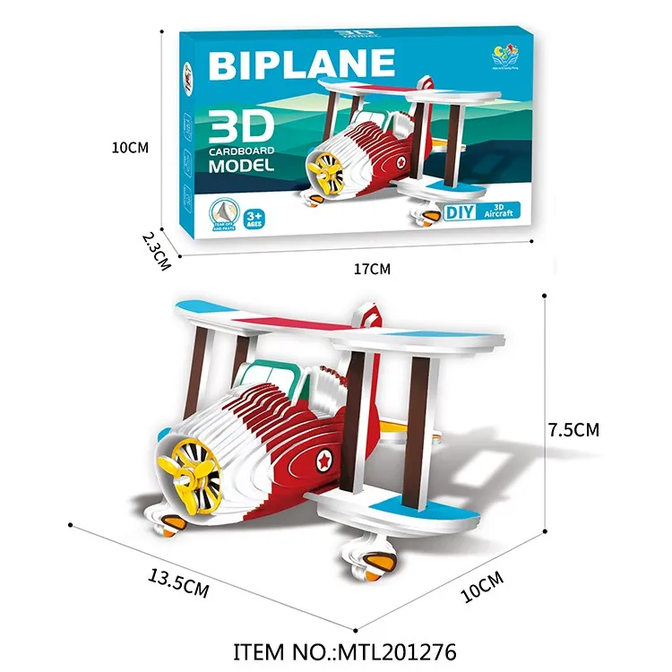 Cheap Price Interactive Game Toy Baby DIY Handmade Jigsaw Puzzles Aircraft Model Cardboard 3D Puzzles Toys for Kids