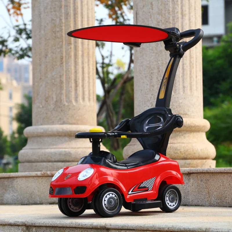 Factory wholesale low speed ride on toy for your preschool with parents push bar Safety cute car baby scooter swing car toy