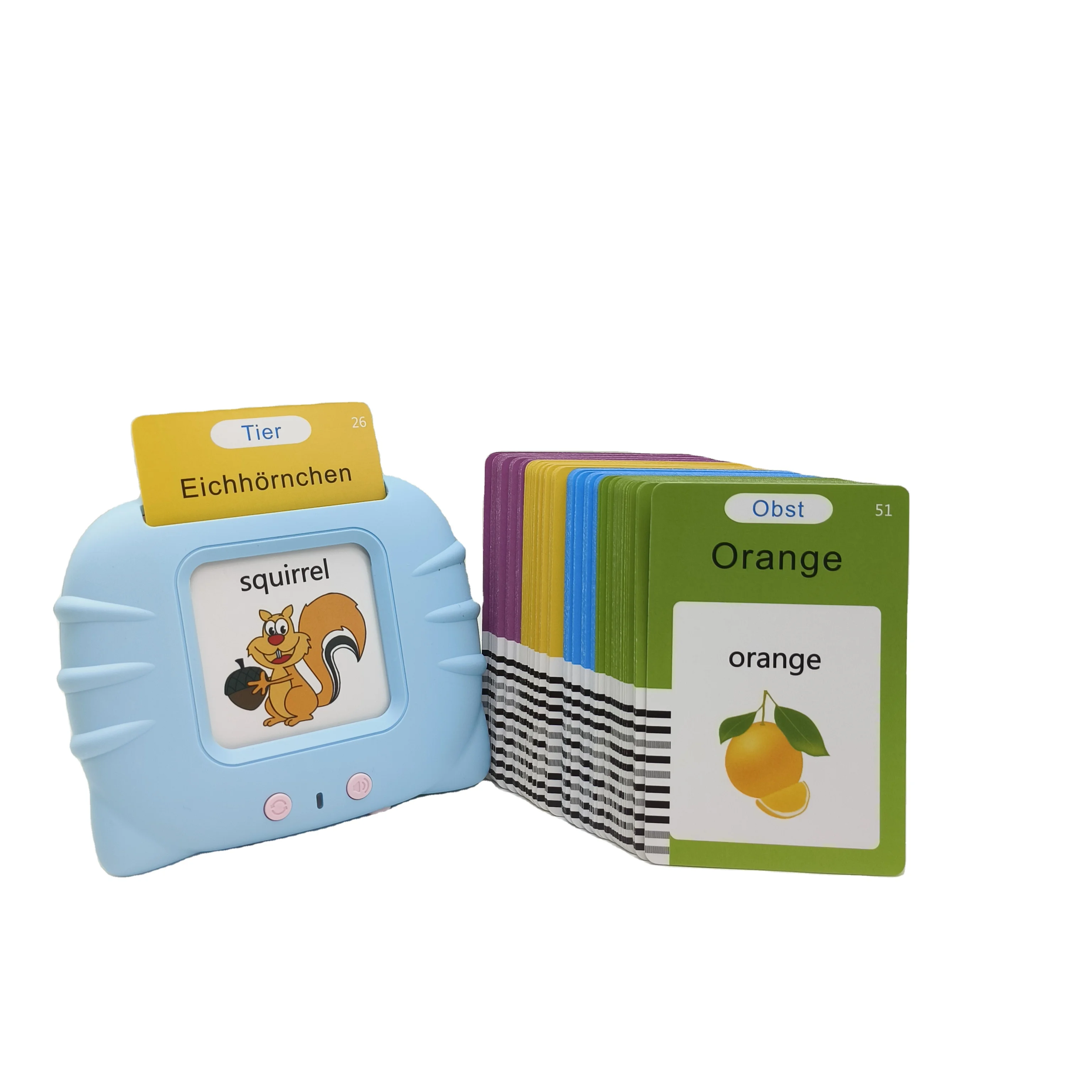 Flash Card Learning Toy Early Education Machine  Audible Language Learning Interactive Device Cognitive Cards
