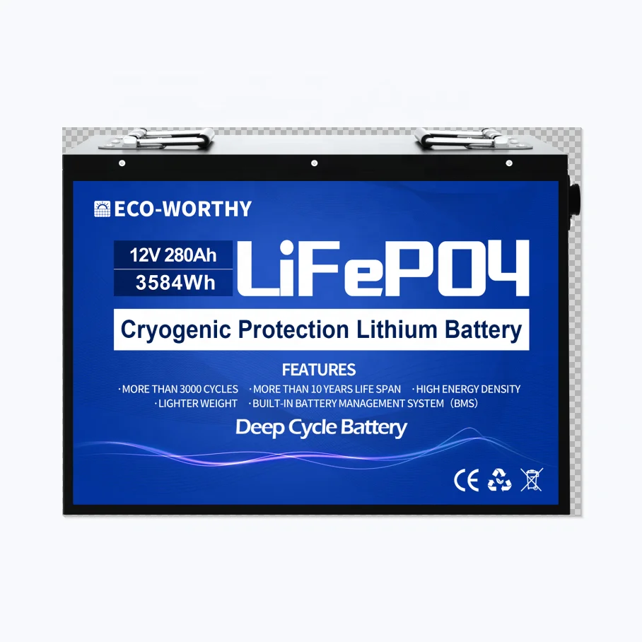 Eco-worthy 12V 280Ah Lithium Ion Battery Lifepo4 Battery With the Low Temperature Protection Solar Power Off Grid System Factory