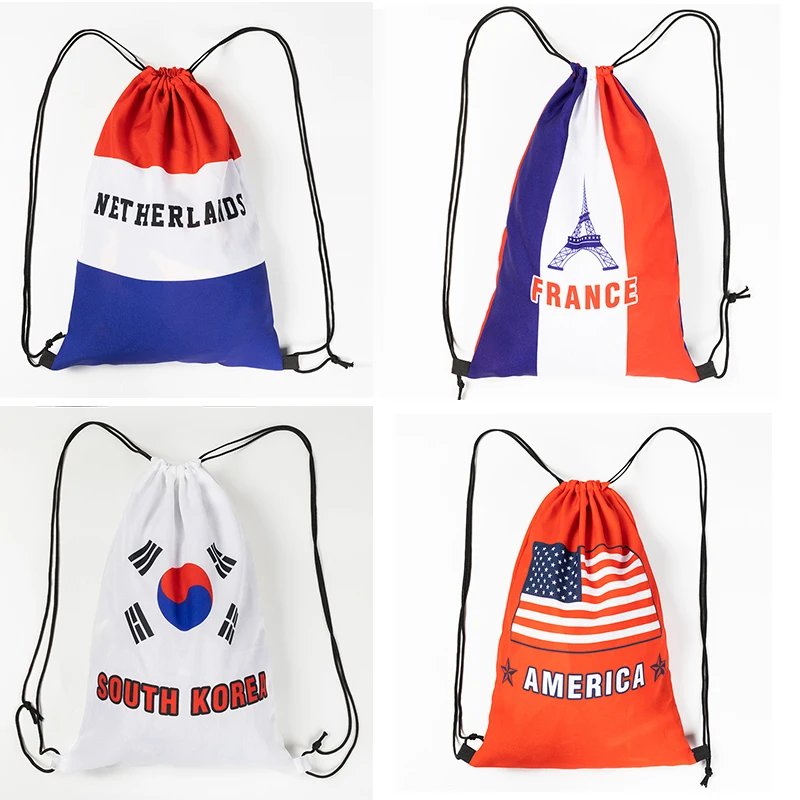 2022 Qatar World Cup Football Top 32 Countries Fan Accessories Souvenir Fan Backpack Nation Cheering Drawstring Pocket