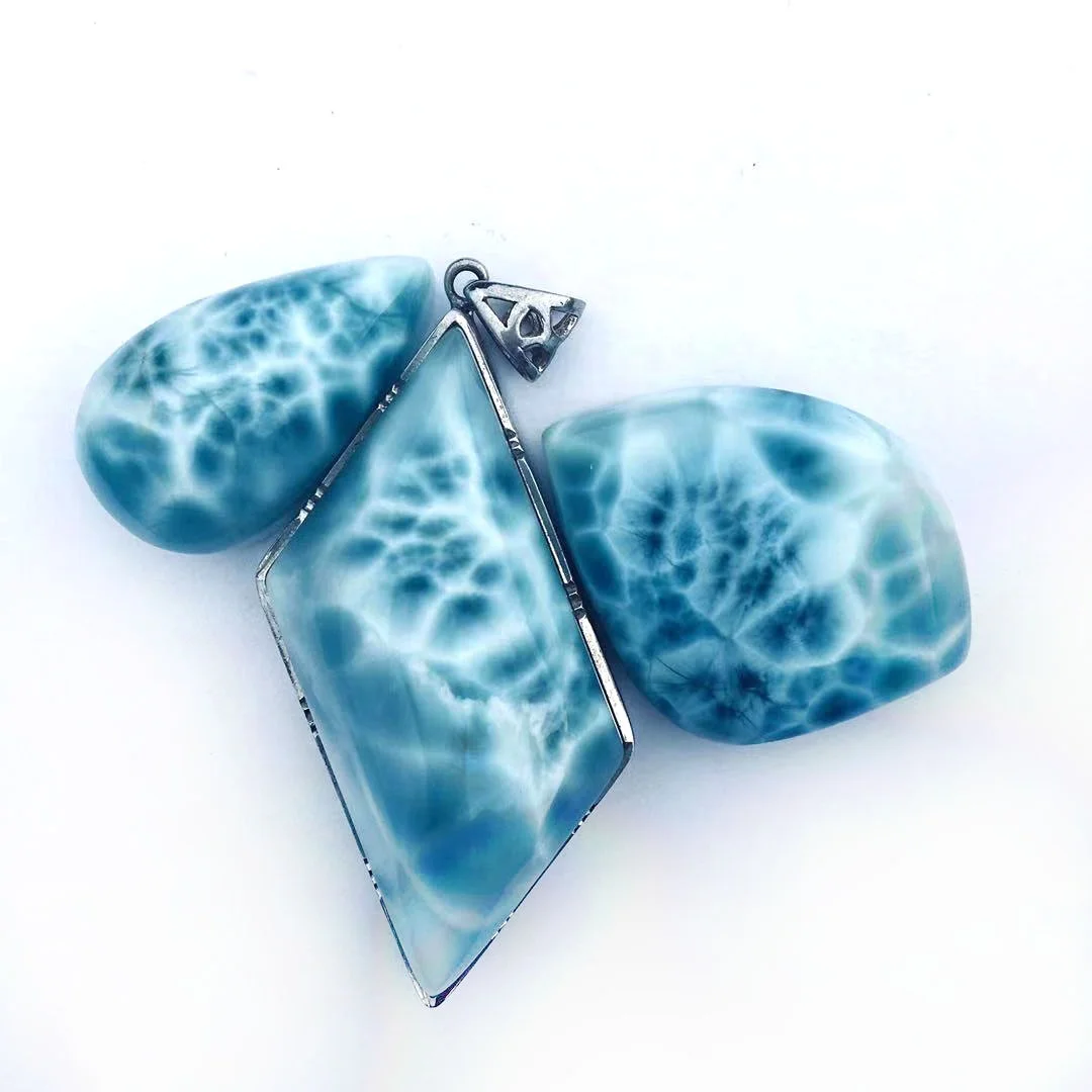 Factory Price Mulit Shapes Blue Copper Pectolite Natural Stone Cabochon Larimar