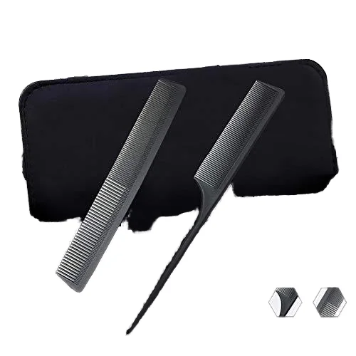 Hot Selling Black Barber Styling Comb Custom Logo Plastic Rattail Hair Comb with DDPA PC Handle for Salon Use and lice comb