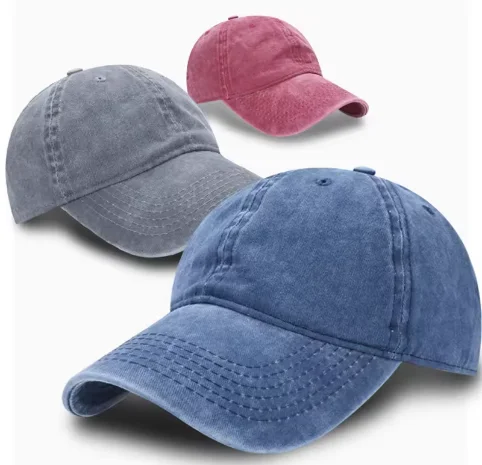 Solid color brim washed cotton embroidery logo side logo baseball cap High quality metal tuner for men and women