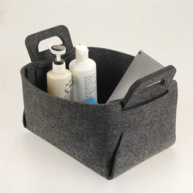 Large Capacity Black Foldable Felt Fabric Storage Basket With Strong Load-Bearing large foldable felt box