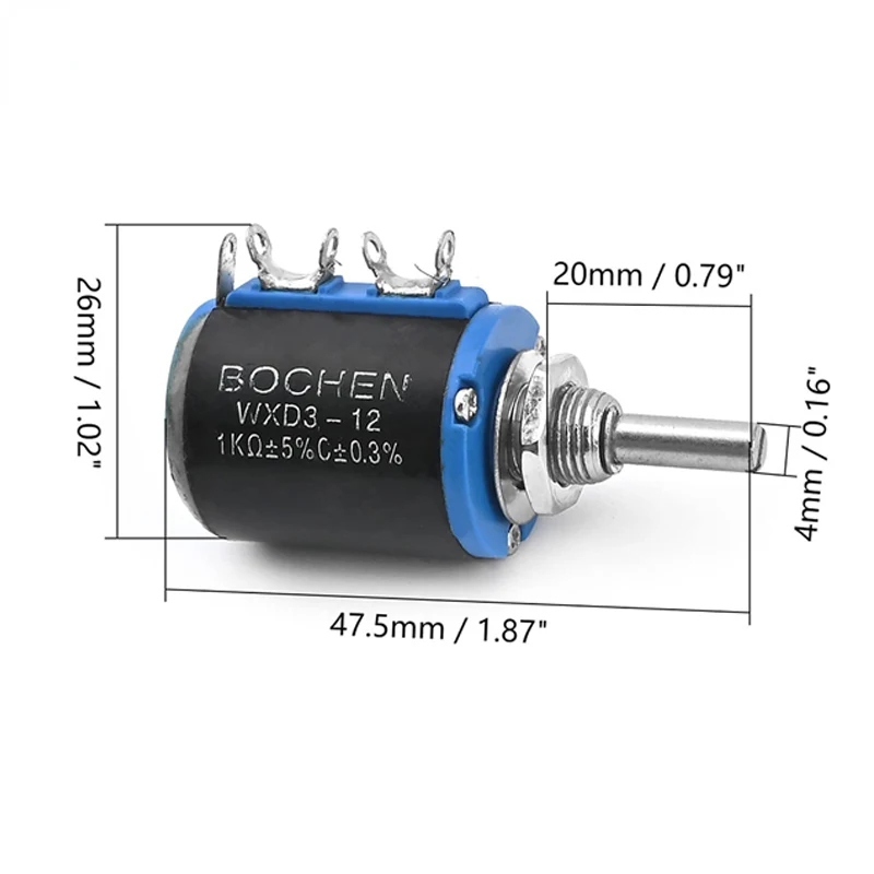 WXD3-12-1W Multi-turn Potentiometer Wire-wound variable resistor for volume adjustment 100R 220R 1k 2.2k 3.3k 4.7k 10k 47K