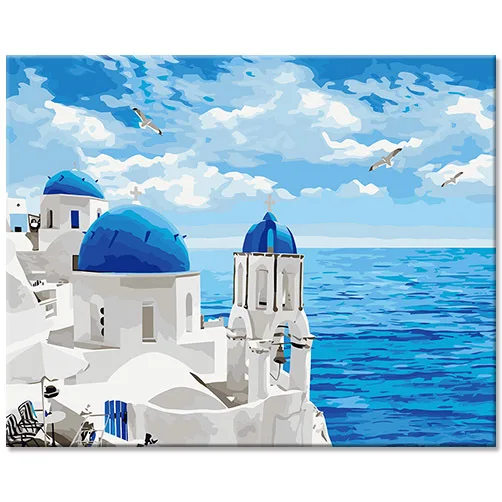 Greek Sea of love souvenirs gifts modern hand painted oil wall art decor number canvas painting
