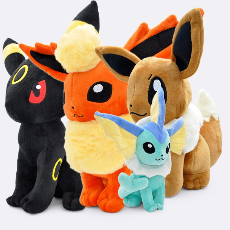 Большие сидячие набивные животные Eevee Vaporeon Flareon Мягкие плюшевые игрушки в подарок, 12 дюймов 30 см/37 см