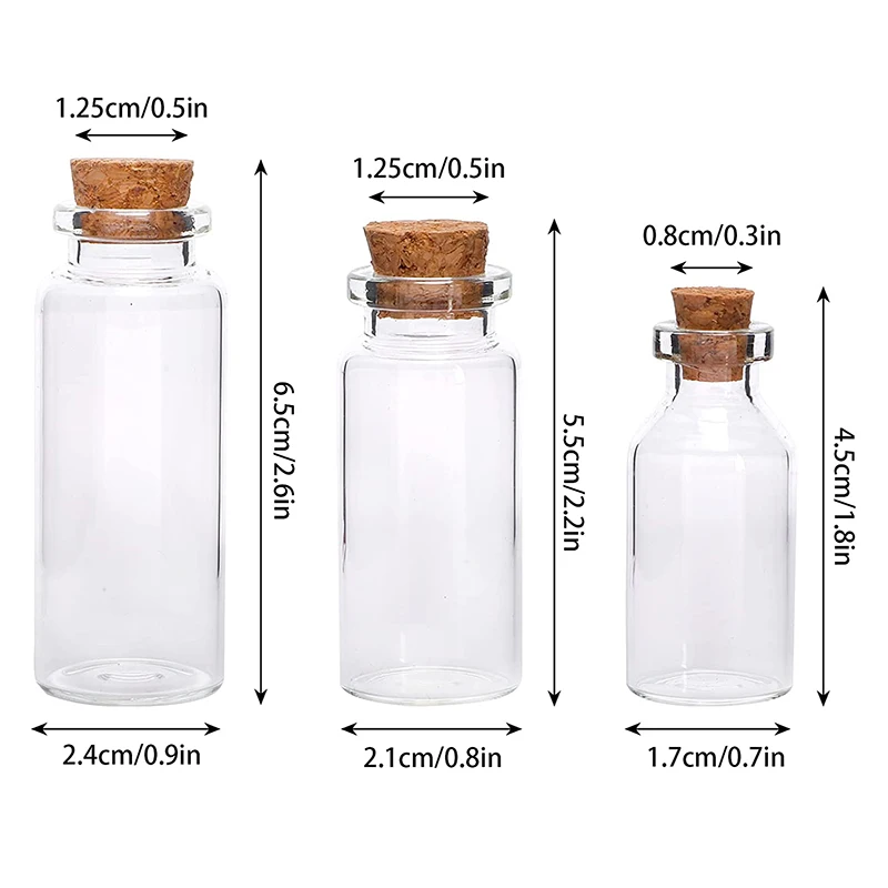 Crystal Healing Tumbled Mini Glass Bottles with Cork Stoppers Mini Party Favors Jars Wish Bottles