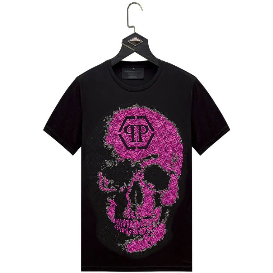 2024 Free sample Luxury iron on rhinestone crystal transfer for men skull shirt