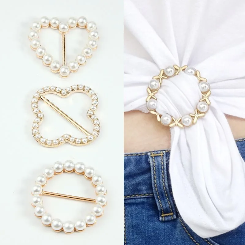 Silk Scarf Ring Clip T-shirt Tie Clips for Women Fashion Metal Round Circle Clip Buckle Clothing Ring