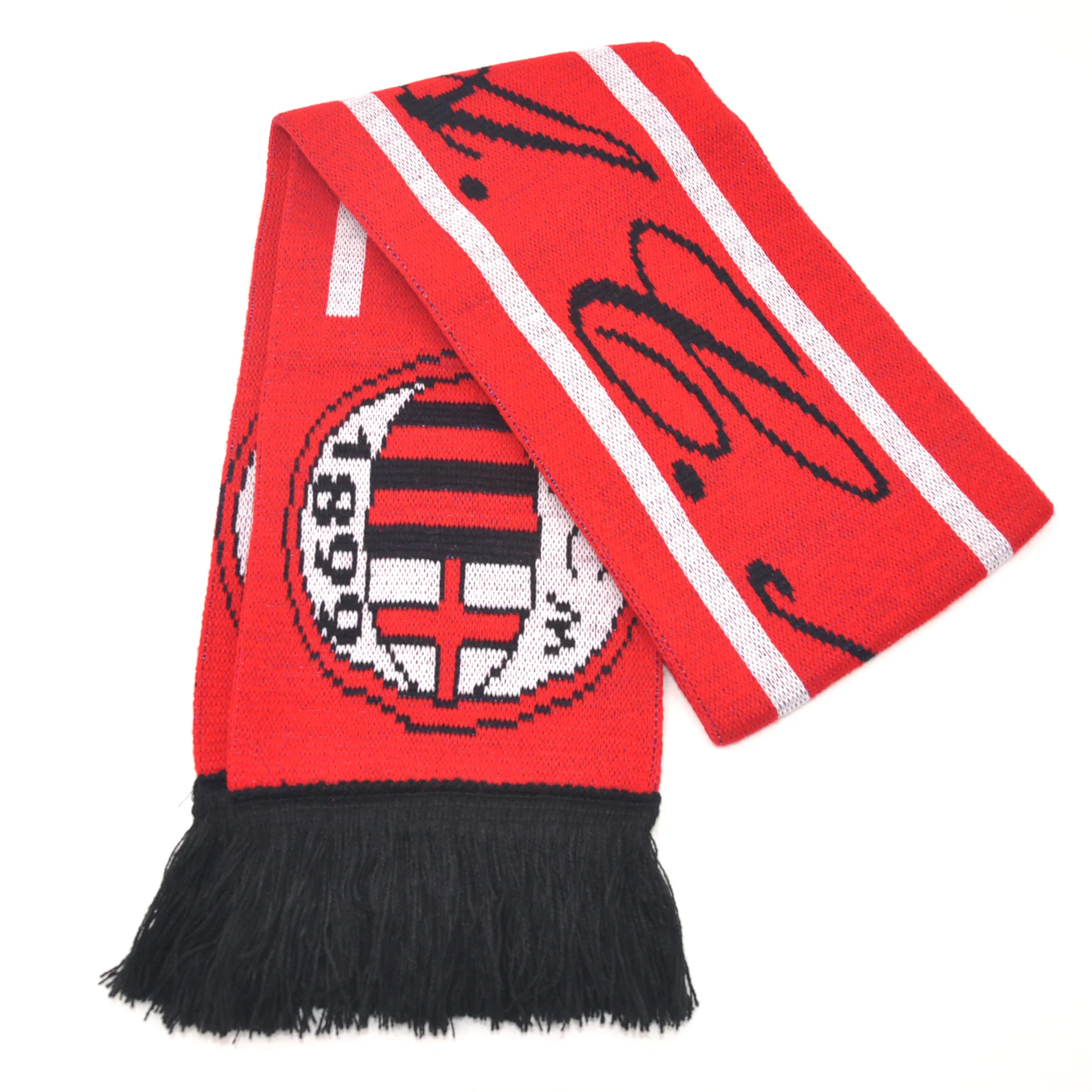 Custom Warm Winter Knitted Acrylic Fan Scarf Jacquard Football Scarf Fan Club Scarf