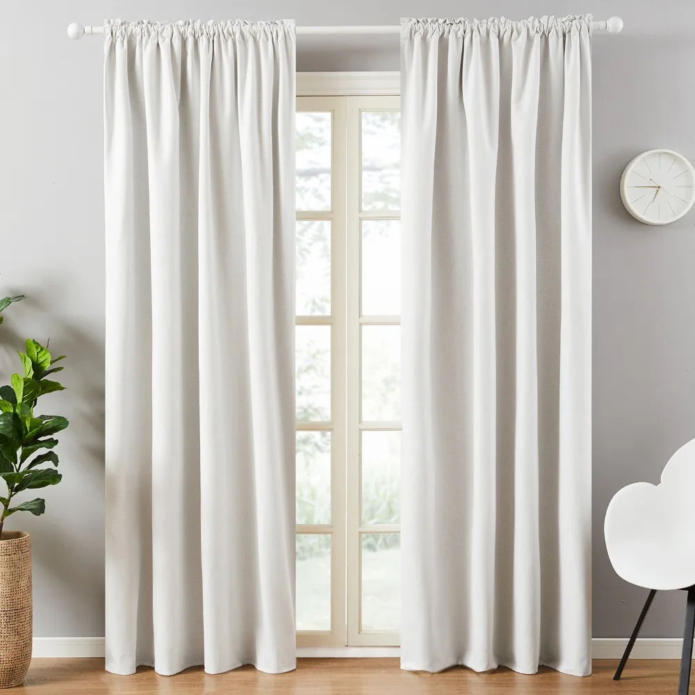 Modern Minimalist Coating Color Linen Hotel Bedroom Heat Insulation And Sun Protection Full Blackout Curtains