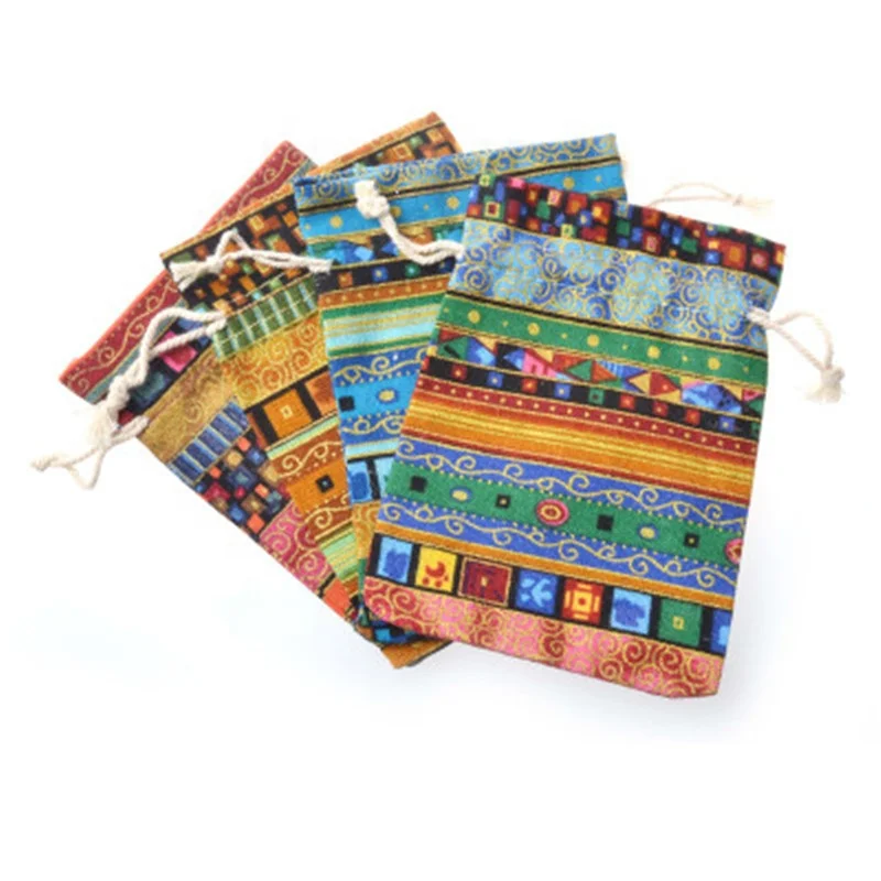 
Cloth Linen Fabric Packaging Drawstring Bag Exotic Christmas Wedding Gift Bag Jewelry Pouch 
