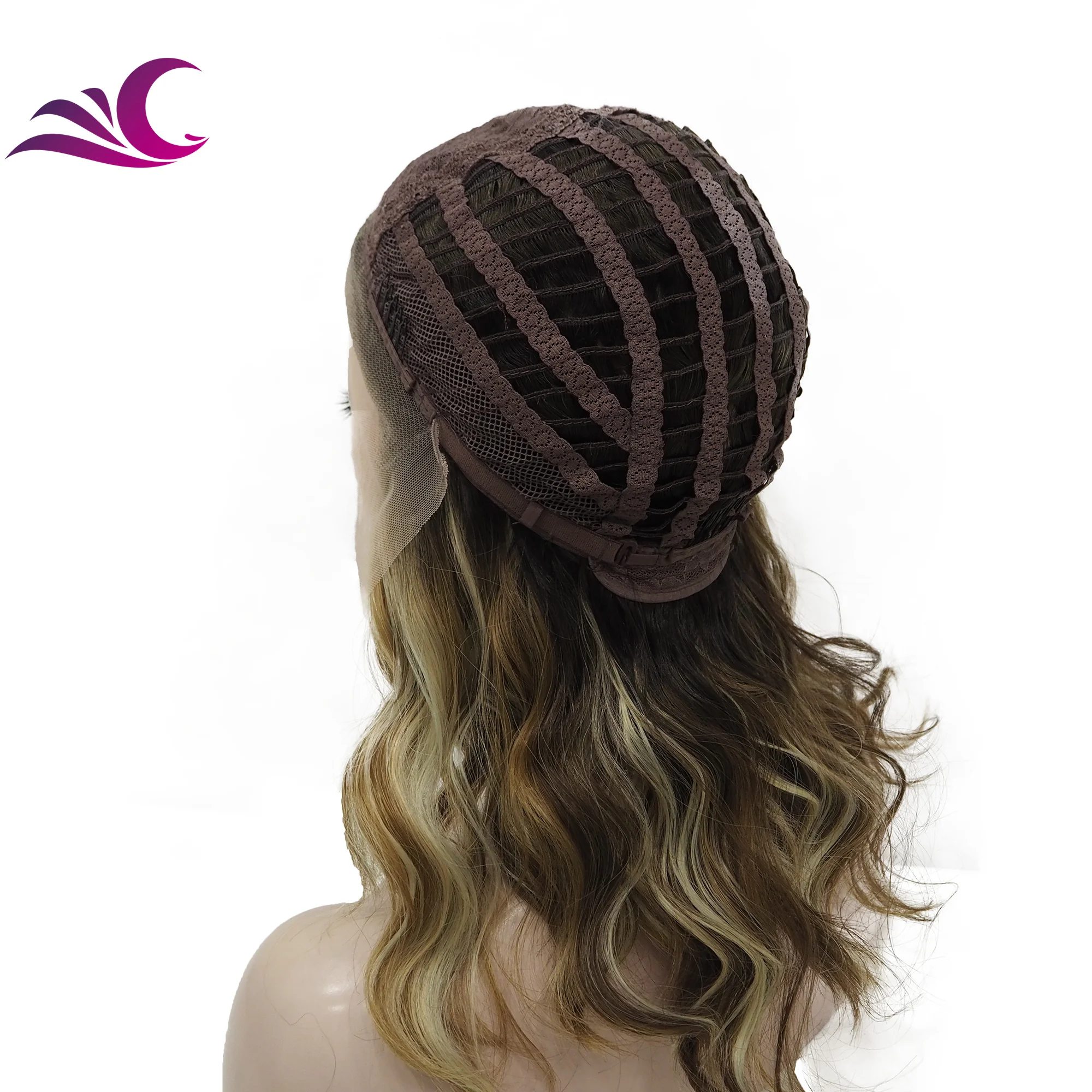 Celebrity three color dark root mix brown color synthetic hair wigs for white ladies