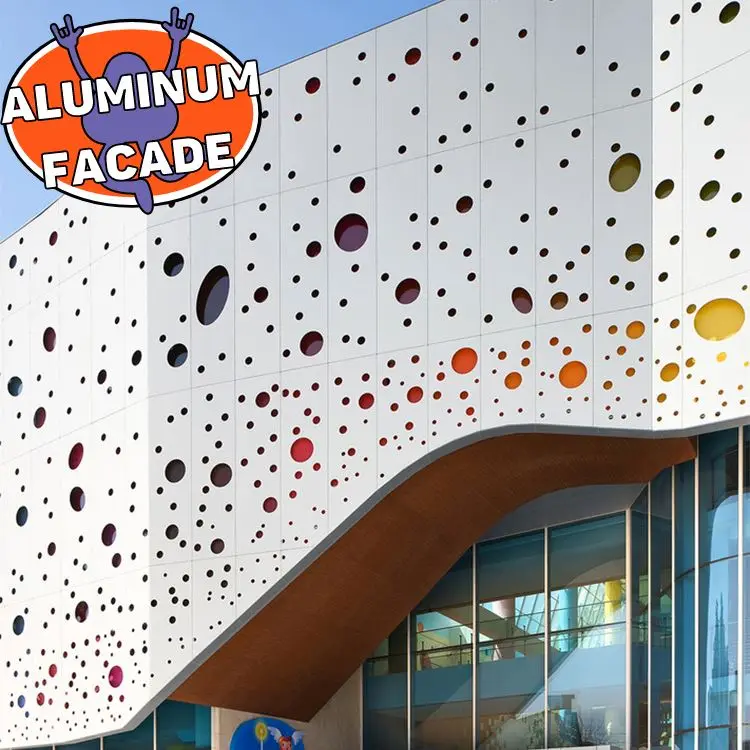 K9 Decorative Metal Fasade Panel Aluminium Perforated Facade Panel Curtain Wall Cladding