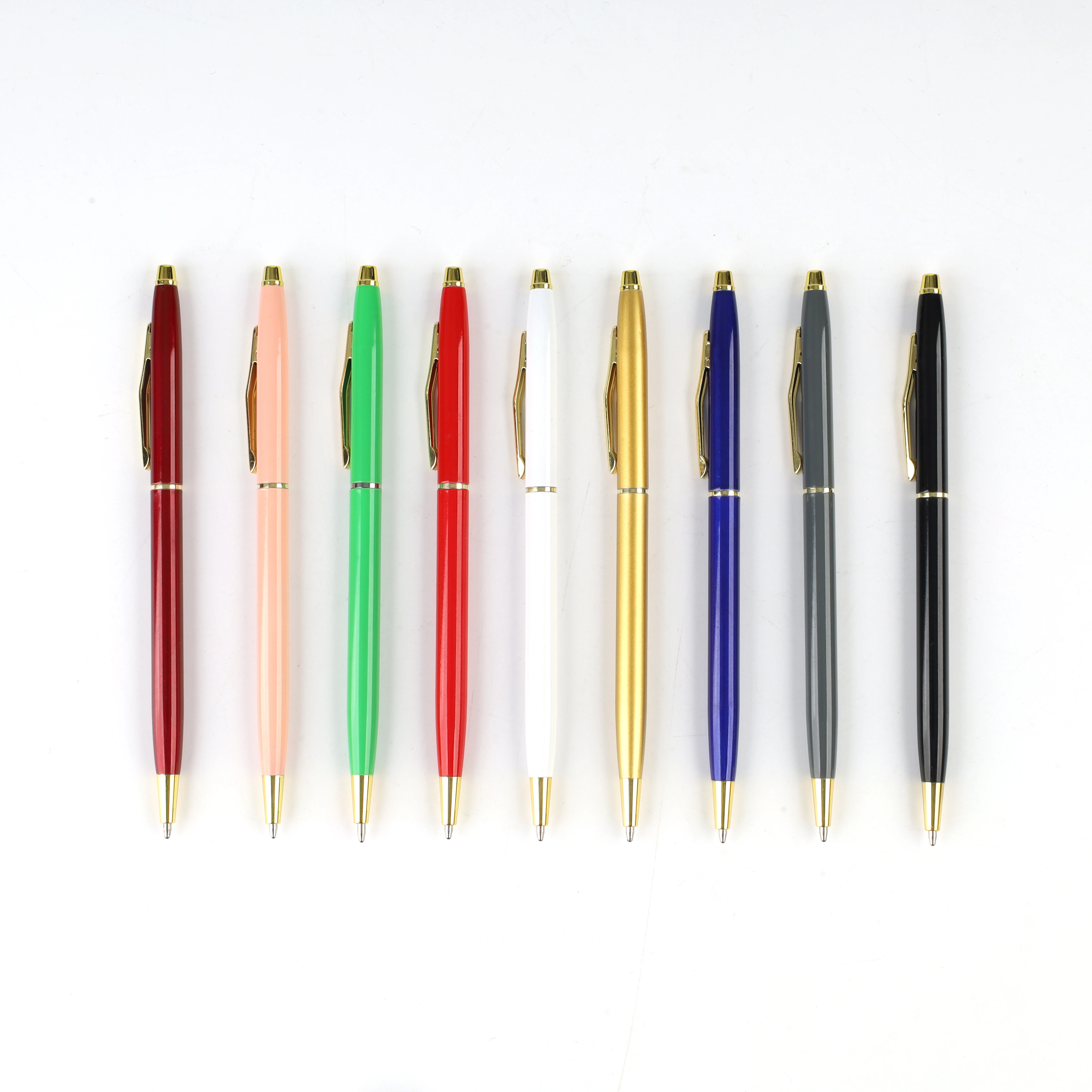 Hot selling high quality blank classic silver color metal pen slim orange metal ballpoint pen