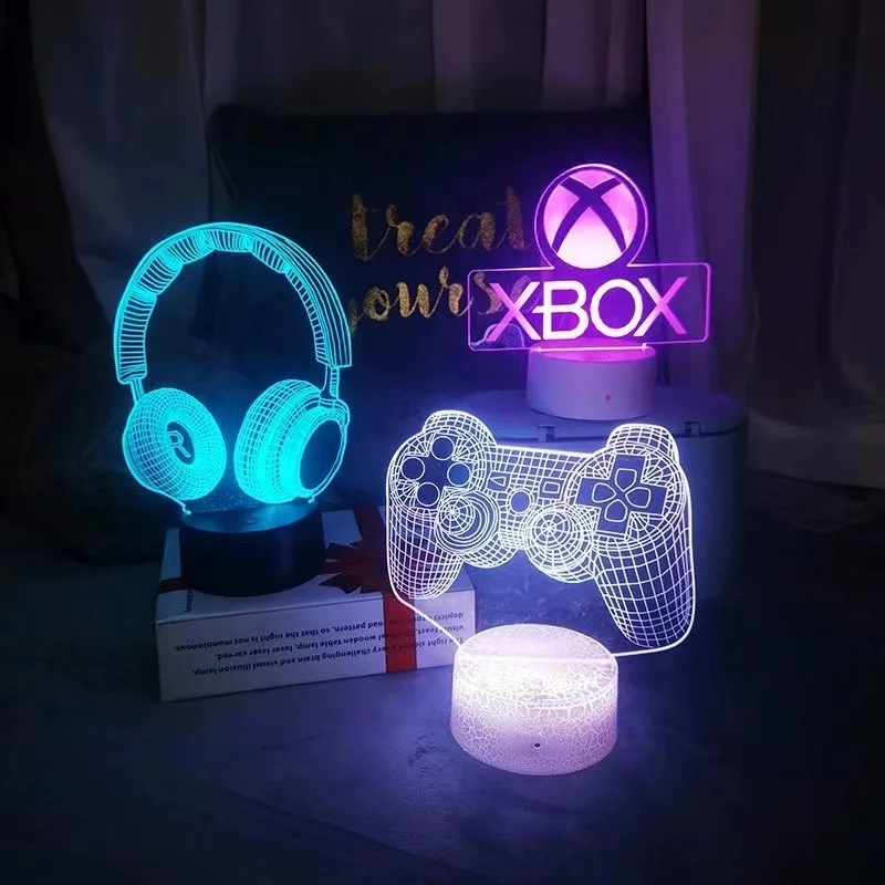3D Night Light Game LED Illusion Lamps 7 Color USB Charging Lights for Kids Christmas Birthday Game Player Gift Gaming Room