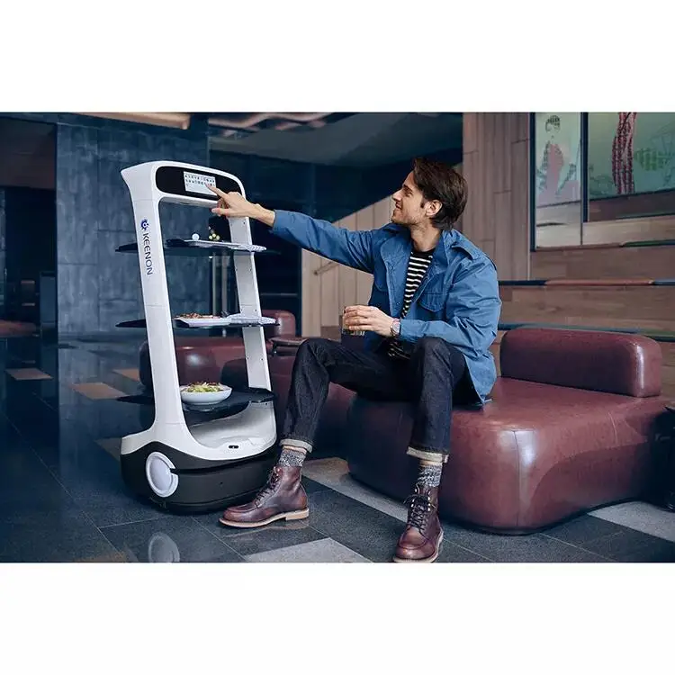2024 Intelligent food delivery robot restaurant automatic food delivery server serving restaurant food delivery