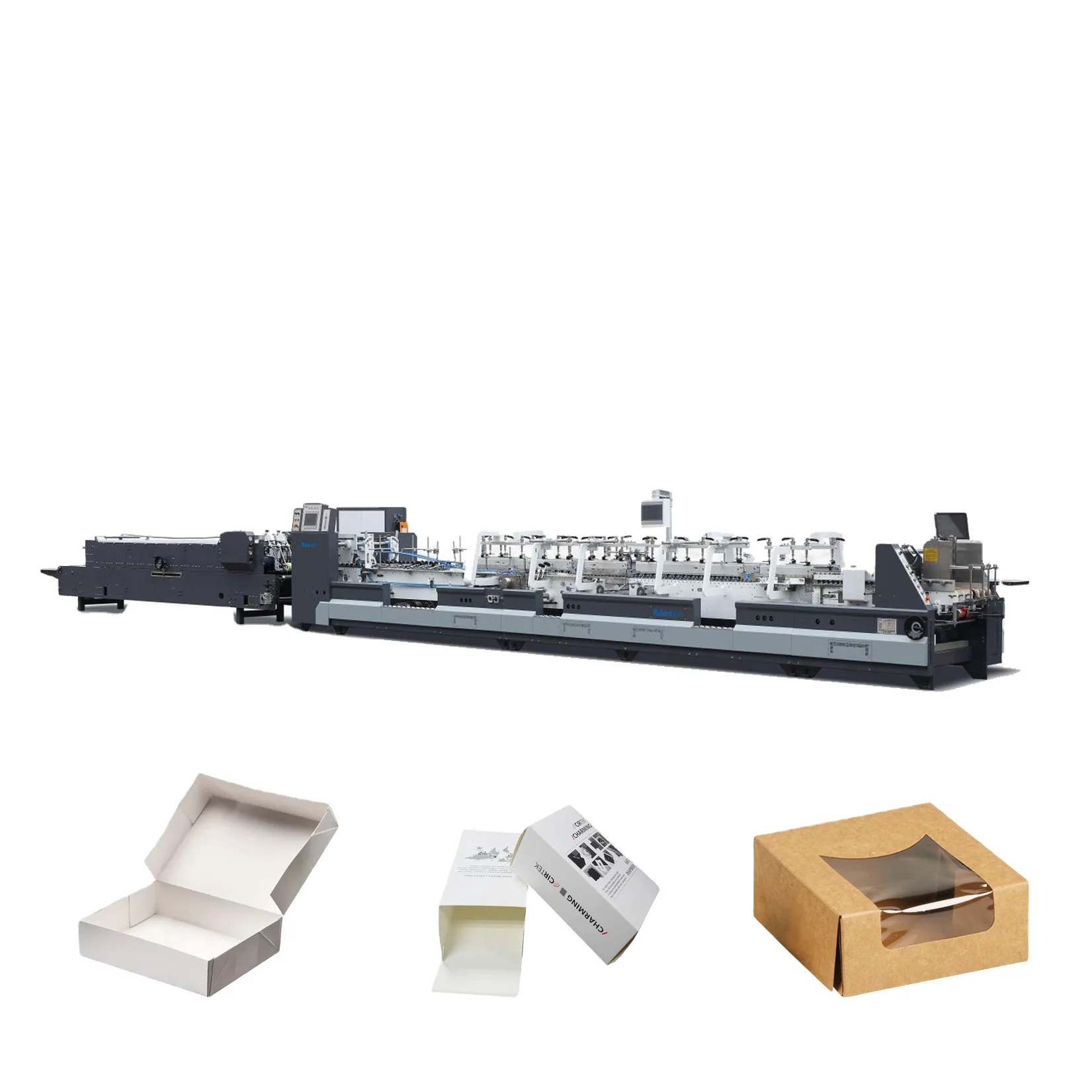 New Luolan Automatic lock bottom box folding gluing machine Packaging Tea Cosmetic Food Drink Box Folder Gluer Pasting Machine