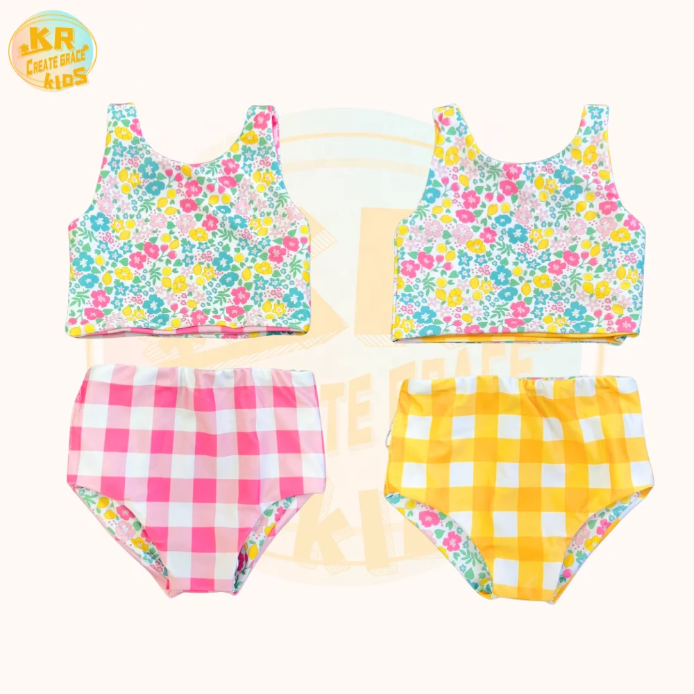 Customize Printed Summer Two Pieces Bathing Suits Bikini Set Baby Swimming Clothing Kids Girls Swimsuits