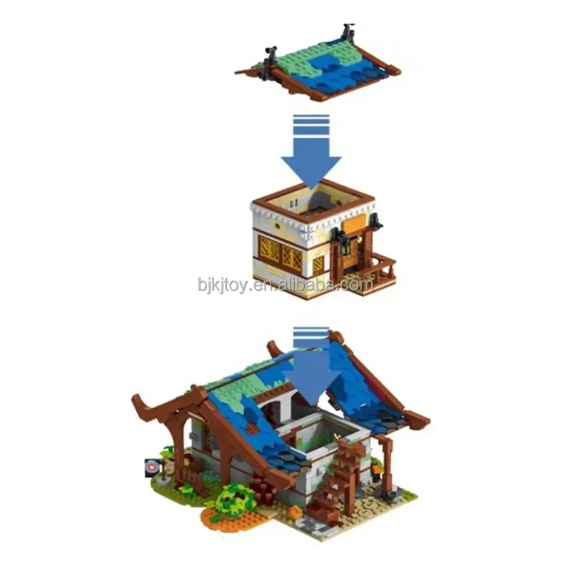 Urge 50102 1725pcs City Street View Medieval Town Barn Building Block Toys Diy Assembly Bricks Model For Kids