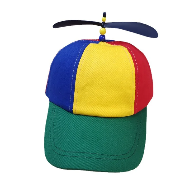 Rainbow Propeller Helicopter Baseball Cap Fancy Hat For Adult Kids Party Carnival