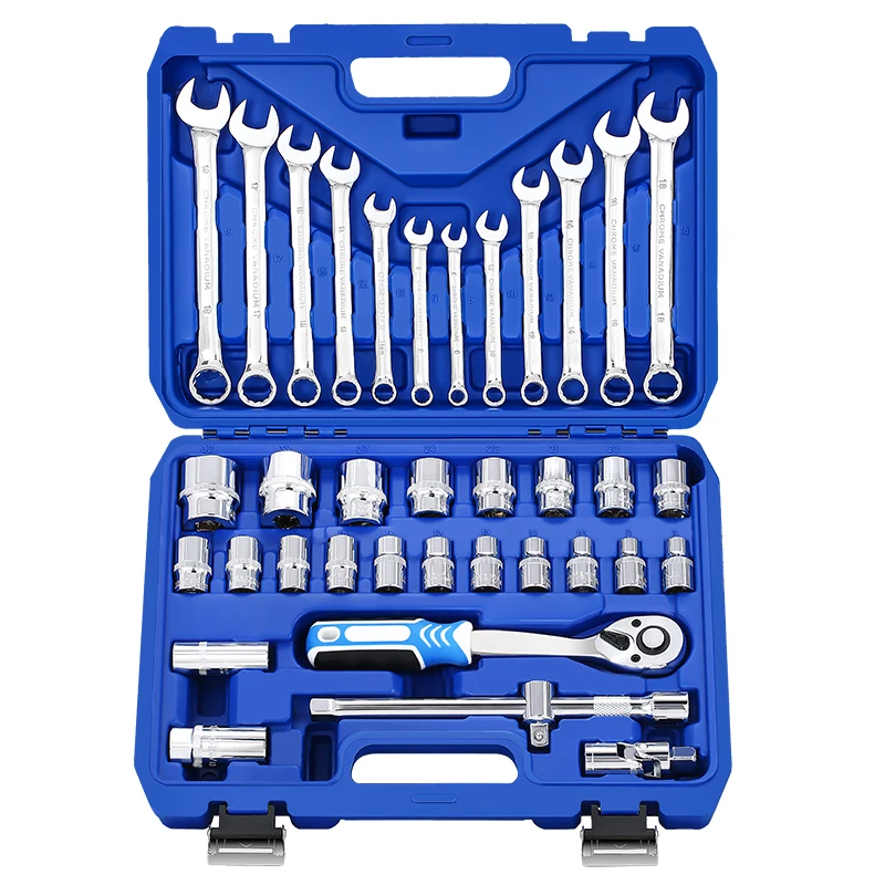 
37pcs practical tools set in a multi - functional toolbox include 24T Ratchet Wrench sockets and bits for Auto rapair 