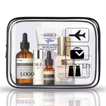 Factory Price Eva Travel Wash Bags 7Pcs Travel Pvc Cosmetic Pouch Bottle Airline Business Travel Kit Packaging