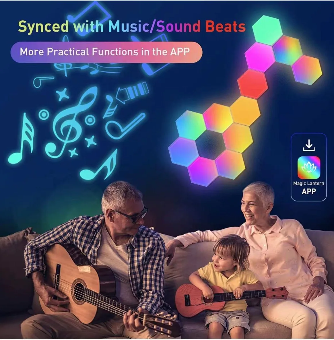 reasonable sale hexagon wifi night light rgbic magic color 15pcs patchable smart led wall light