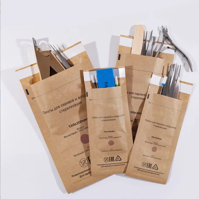 Sterilization Bags Disinfect bag For Salon Beauty Nail Art Tool Kraft Paper Pouches For Nail Salon 75*150mm 100*200mm 130*200mm