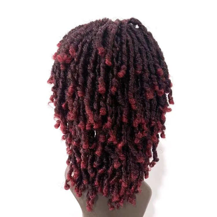 premium fiber African Short Dreadlocks synthetic Wig Faux Locs Crochet Hair Braided Wigs