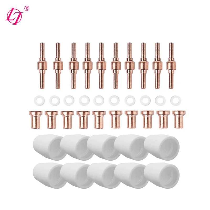 Plasma Cutting Consumable 40pcs PT31 LG40 Tip Nozzle Electrode Extended Shroud Shield Cup Kit