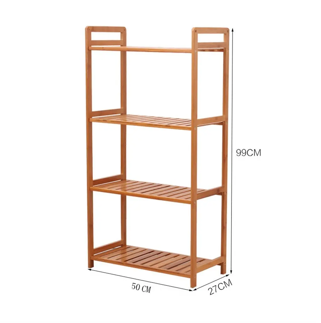 Wholesale 4 tiers eco-friendly bamboo living room flower pot book stand storage shelf rack