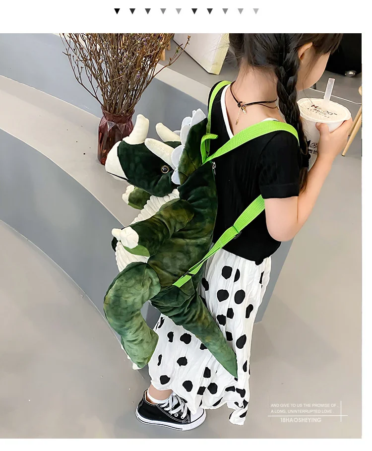 Drop shipping Dinosaur bag 2024 new parent-child backpack cool cartoon big dinosaur backpack plush child bag foreign trade