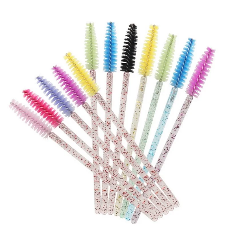
low MOQ fast delivery glitter eyelash brush disposable eyelash extension applicator mascara brushes mascara wand 