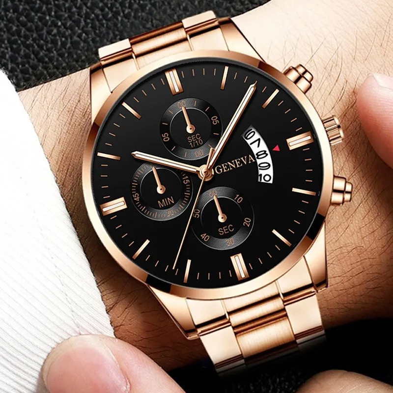 Quartz Chronograph For MenTachymeter Black Dial 41.5mm Man Wristwatch Calender Timer Casual Mens Quartz Watches