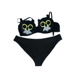 Sexy Women Lingerie Hot Girl Fur Bar Panties Plush Cute Black Animal Underwear Set