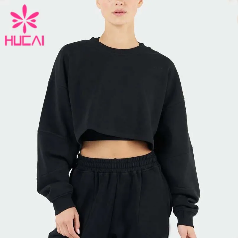Low MOQ High Quality Garments Workout Clothing Casual Wear Cool Style Breathable Women Long Sleeve Sweatshirt