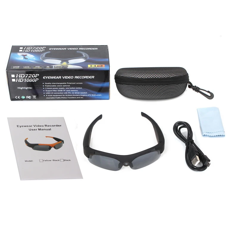 HD 1080P Eyeglass Camera Eye Glasses Digital Camera Video Recorder For Photo UV400 Polarized Lens