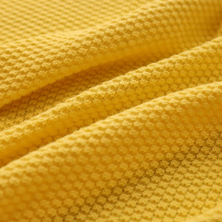 Custom pure colour super soft 100% cotton linen throw light yellow picnic camping garden blanket