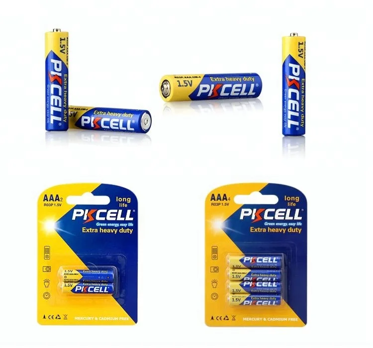 China Hot Sale Pkcell R03P Carbon Battery 1.5v R03 Um4 Aaa Carbon Zinc Battery Dry Cell