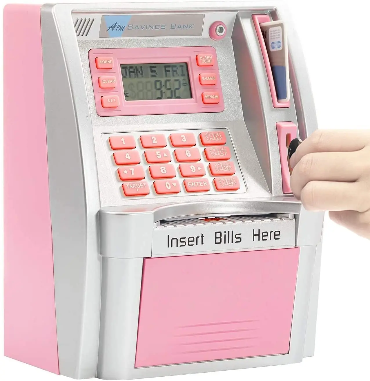 2022 Upgraded ATM Savings Piggy Money Bank for Real Money for Kids Adults with Debit Card,Password Login,Coin Recognition