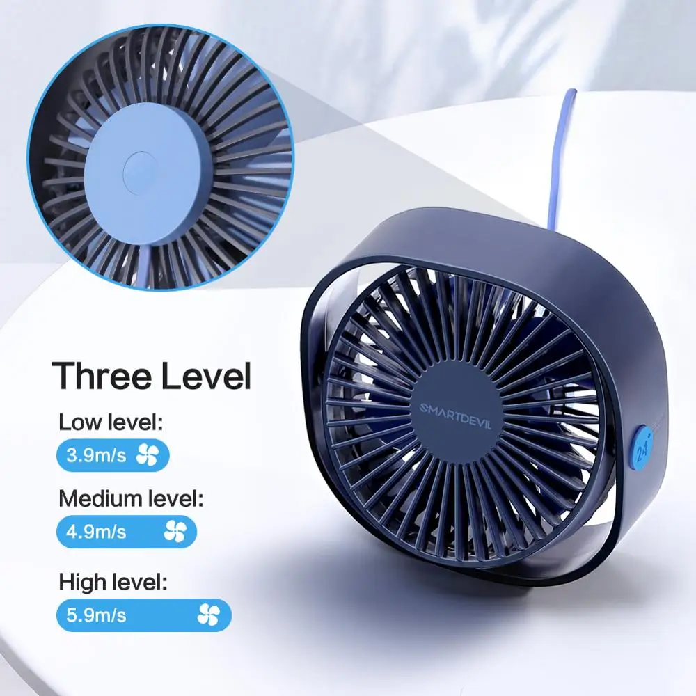 
Portable Cooling USB Desktop Fan 3 Speed Personal with 360 Rotation Adjustable Angle for Office Household Traveling 